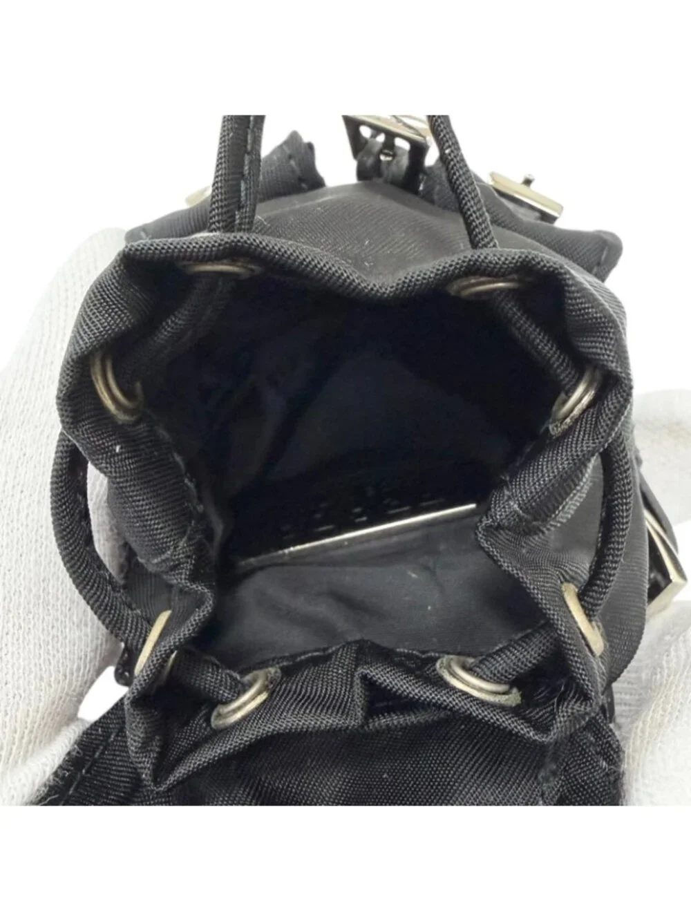 Prada Triangle Logo Backpack Motif Charm Strap Black Box Included